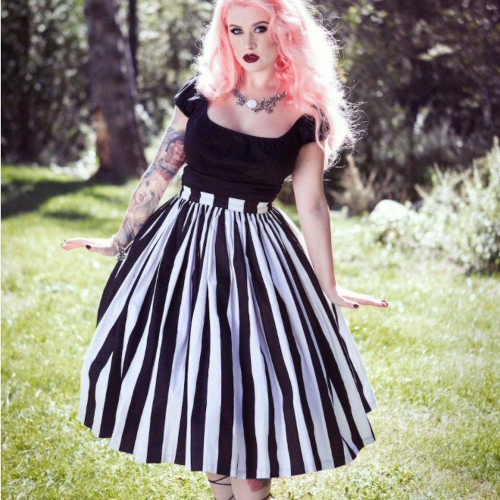 Pinup Couture Black and White A-Line Skirt